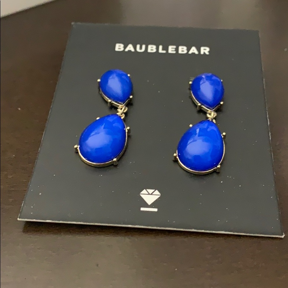 Blue Bauble Bar Earrings